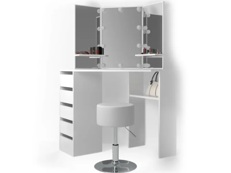 Vicco Eckschminktisch Arielle 110 cm mit Hocker