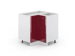 Eckregale^Vicco Eckunterschrank Fame-Line Bordeaux Hochglanz/Weiß 81 cm ohne Arbeitsplatte
