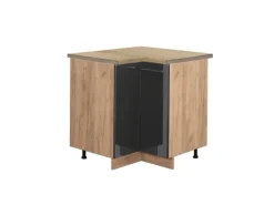 Eckregale^Vicco Eckunterschrank Fame-Line Hochglanz/Goldkraft Eiche 81 cm AP Eiche