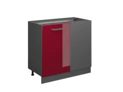 Vicco Eckunterschrank R-Line Bordeaux Hochglanz/Anthrazit 86 cm ohne Arbeitsplatte