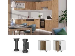 Eckregale^Vicco Eckunterschrank R-Line Küchen Eckschrank Artisan-Eiche/Weiß 76 cm AP Marmor