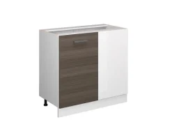 Eckregale^Vicco Eckunterschrank R-Line Küchen Eckschrank Grau/Weiß 86 cm ohne Arbeitsplatte