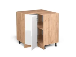 Eckregale^Vicco Eckunterschrank R-Line Hochglanz/Goldkraft Eiche 76 cm ohne Arbeitsplatte