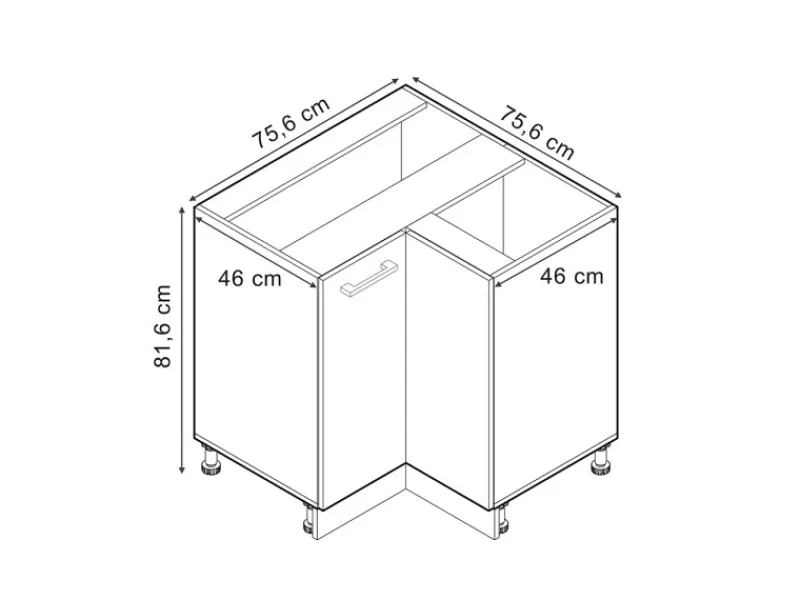 Eckregale^Vicco Eckunterschrank R-Line Artisan-Eiche/Goldkraft Eiche 76 cm ohne Arbeitsplatte
