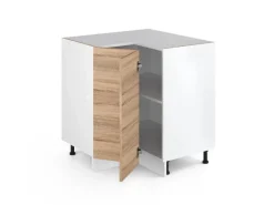 Eckregale^Vicco Eckunterschrank R-Line Küchen Eckschrank Sonoma/Weiß 76 cm ohne Arbeitsplatte