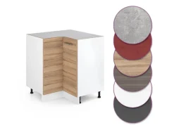 Eckregale^Vicco Eckunterschrank R-Line Küchen Eckschrank Sonoma/Weiß 76 cm ohne Arbeitsplatte