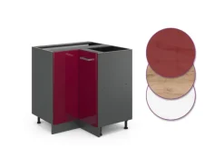 Eckregale^Vicco Eckunterschrank R-Line Bordeaux Hochglanz/Anthrazit 76 cm ohne Arbeitsplatte