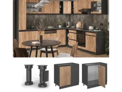 Eckregale^Vicco Eckunterschrank R-Line Goldkraft /Anthrazit 86 cm J-Shape ohne Arbeitsplatte