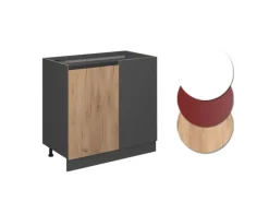 Eckregale^Vicco Eckunterschrank R-Line Goldkraft /Anthrazit 86 cm J-Shape ohne Arbeitsplatte