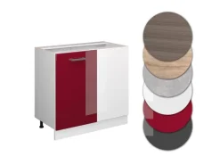 Eckregale^Vicco Eckunterschrank R-Line Bordeaux Hochglanz/Weiß 86 cm ohne Arbeitsplatte