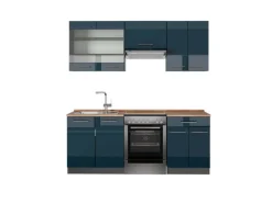 Bastelzubehör^Vicco Fame-Line Küchenschränke Hochglanz/Anthrazit 200 cm AP Eiche ohne E-Geräte