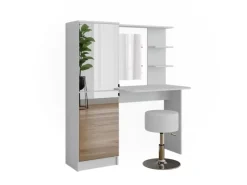 Hocker^Vicco Frisiertisch Jasmin Weiß 123 x 141.2 cm mit Hocker