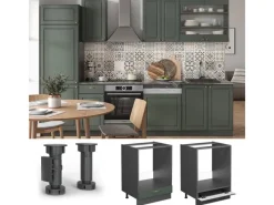 Vicco Herdumbauschrank Fame-Line Grün-Gold Landhaus/Anthrazit 60 cm ohne Arbeitsplatte