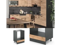 Schränke^Vicco Herdumbauschrank R-Line Goldkraft /Anthrazit 60 cm ohne Arbeitsplatte