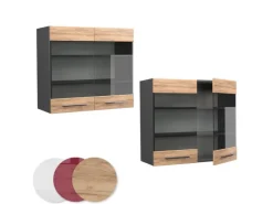 Vicco Küchenglasschrank Fame-Line Glashängeschrank Goldkraft /Anthrazit 80 cm