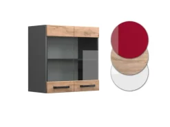 Vitrinen^Vicco Küchenglasschrank R-Line Glashängeschrank Goldkraft /Anthrazit 60 cm