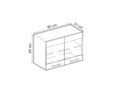 Vitrinen^Vicco Küchenglasschrank R-Line Glashängeschrank Artisan-Eiche/Goldkraft Eiche 80 cm