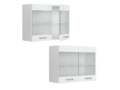 Schränke^Vicco Küchenglasschrank R-Line Glashängeschrank Hochglanz/ 80 cm