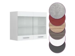 Schränke^Vicco Küchenglasschrank R-Line Glashängeschrank Hochglanz/ 80 cm