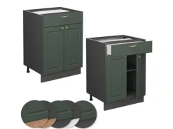 Vicco Küchenunterschrank Fame-Line Grün-Gold Landhaus/Anthrazit 60 cm mit Schublade ohne Arbeitsplatte