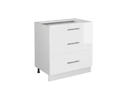 Vicco Küchenunterschrank Fame-Line Hochglanz/ 80 cm mit 3 Schubladen ohne Arbeitsplatte