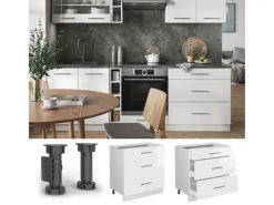 Vicco Küchenunterschrank Fame-Line Hochglanz/ 80 cm mit 3 Schubladen ohne Arbeitsplatte