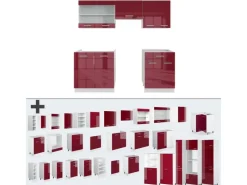 Vicco R-Line Küchenzeile Bordeaux Hochglanz/Weiß 200 cm ohne Arbeitsplatte ohne E-Geräte