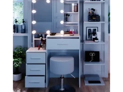 Vicco Schminktisch Conrada 36 cm mit LED Beleuchtung und Hocker