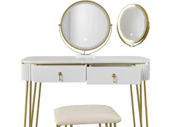 Vicco Schminktisch Grace Hochglanz 100 cm mit LED Beleuchtung und Hocker