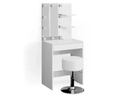 Hocker^Vicco Schminktisch Isabelle Weiß 60 cm mit LED Beleuchtung und Hocker