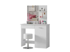 Hocker^Vicco Schminktisch Julia Weiß 90 cm mit LED-Spiegel QI-Ladegerät und Hocker