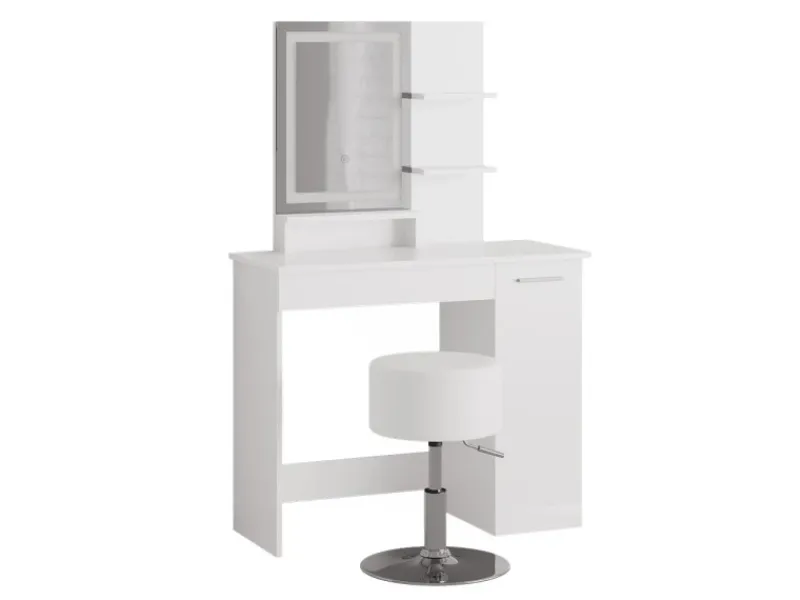 Vicco Schminktisch Julia Weiß 90 cm mit LED-Spiegel und Hocker