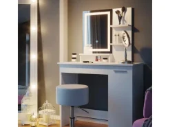 Vicco Schminktisch Julia Weiß 90 cm mit LED-Spiegel und Hocker