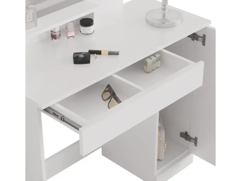 Vicco Schminktisch Julia Weiß 90 cm mit LED-Spiegel und Hocker