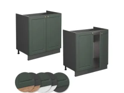 Schränke^Vicco Spülenunterschrank Fame-Line Grün-Gold Landhaus/Anthrazit 80 cm ohne Arbeitsplatte