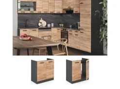 Schränke^Vicco Spülenunterschrank R-Line Goldkraft /Anthrazit 80 cm ohne Arbeitsplatte