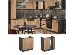 Vicco Spülenunterschrank R-Line Goldkraft /Anthrazit 80 cm J-Shape ohne Arbeitsplatte