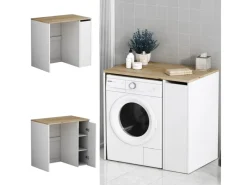 Vicco Waschmaschinenschrank Viktor Weiß 94 x 89 cm mit 3 Fächer