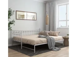 Sofas^vidaXL Ausziehsofa Bettgestell Weiß Metall 90x200 cm Modell 2650967