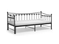 Sofas^vidaXL Ausziehsofa Bettgestell Schwarz Metall 90x200 cm Modell 1650966