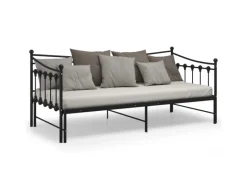 Sofas^vidaXL Ausziehsofa Bettgestell Schwarz Metall 90x200 cm Modell 1650966