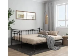 Sofas^vidaXL Ausziehsofa Bettgestell Schwarz Metall 90x200 cm Modell 1650966