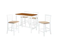 Stühle^vidaXL Bartisch mit Stühlen 5-tlg. Massivholz Braun und Weiß