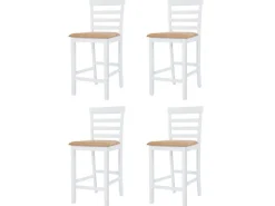 Stühle^vidaXL Bartisch mit Stühlen 5-tlg. Massivholz Braun und Weiß