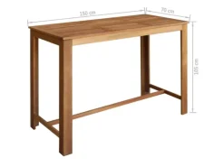 vidaXL Bartisch und Stuhl-Set 7-tlg. Akazienholz Massiv
