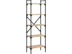 vidaXL Bücherregal 5 Fächer Sonoma-Eiche 56x31,5x174 cm Holzwerkstoff