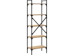 vidaXL Bücherregal 5 Fächer Sonoma-Eiche 56x31,5x174 cm Holzwerkstoff