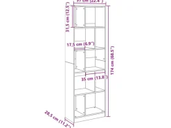 Bücherregale^vidaXL Bücherregal Braun Eichen-Optik 57x28,5x174 cm Holzwerkstoff