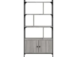 Bücherregale^vidaXL Bücherregal mit Türen Grau Sonoma 76,5x30x154,5cm Holzwerkstoff