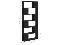 Wandregale|Holzregale^vidaXL Bücherregal Raumteiler Schwarz 80x24x186 cm Holzwerkstoff